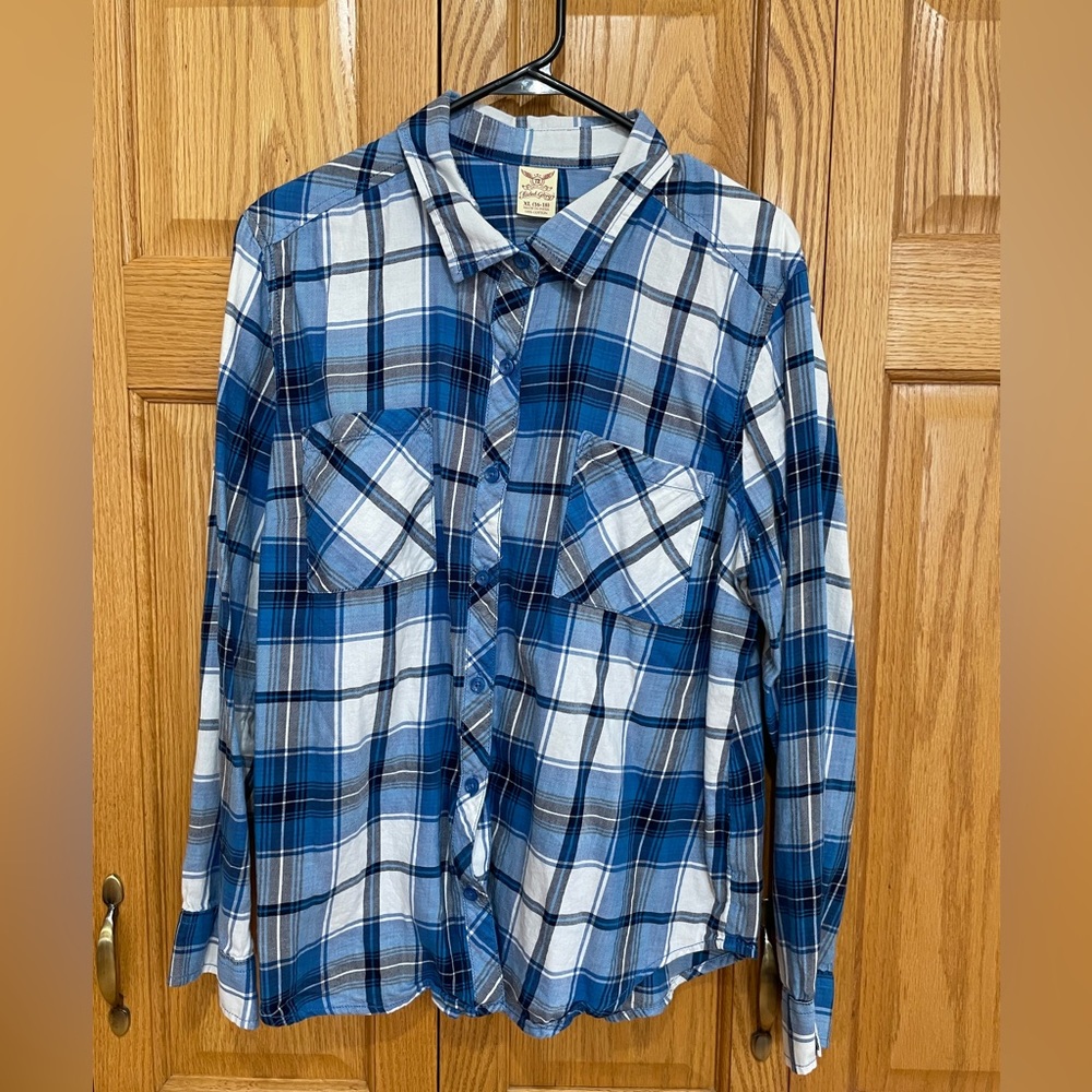 Faded Glory Plaid Button Down Shirt